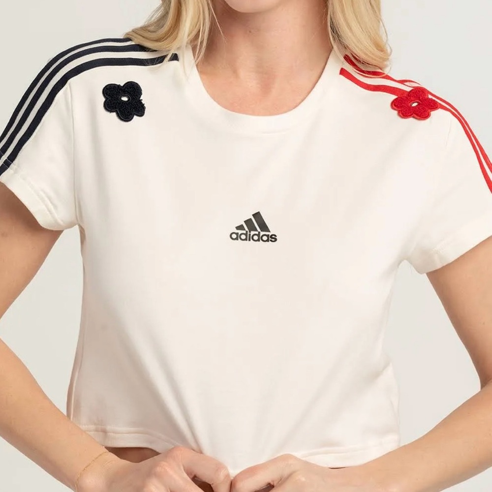 Adidas chenille Flower Crop Top